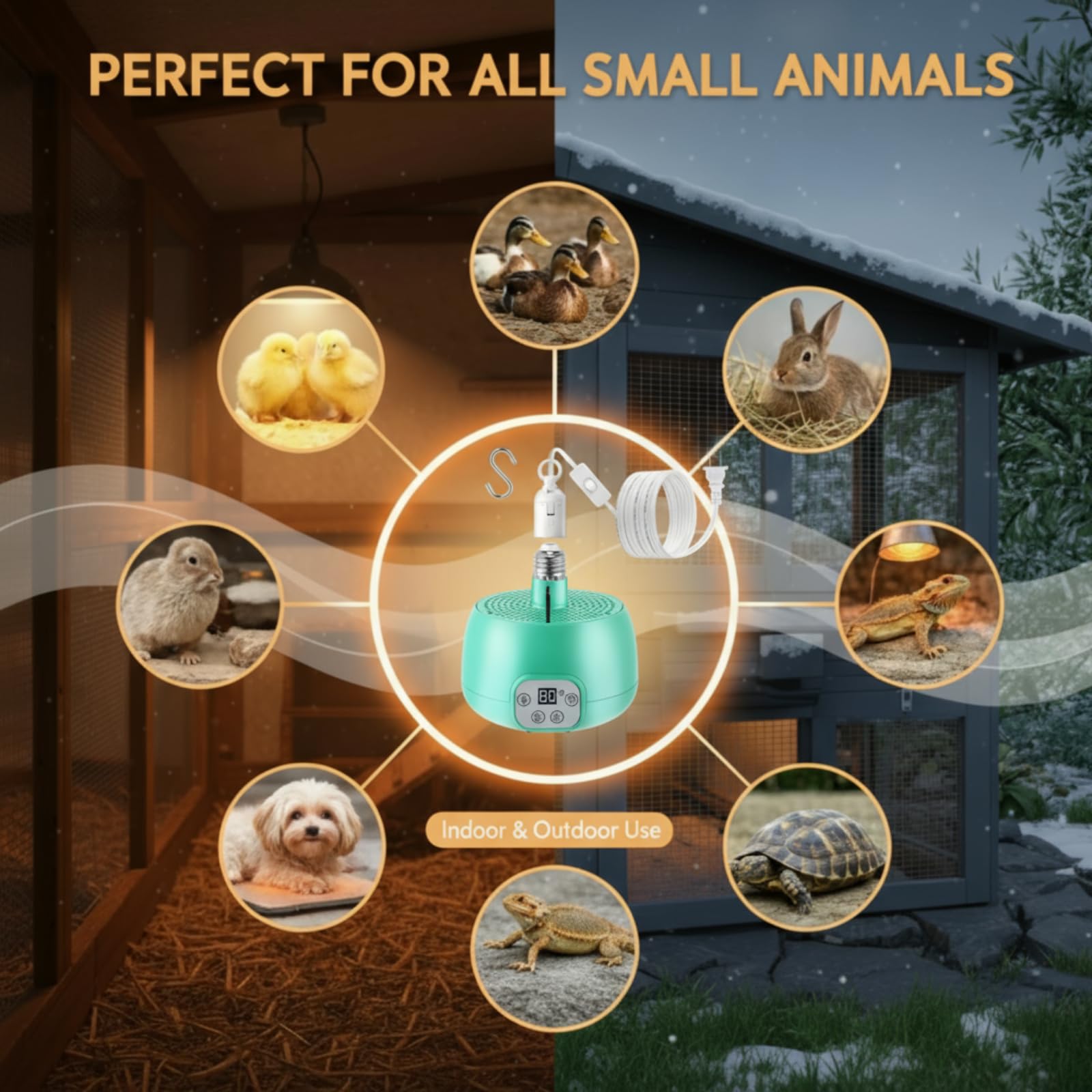 Enhon 1 Set Chicken Coop Heater supports chickens ducks rabbits and reptiles with comforting warmth.