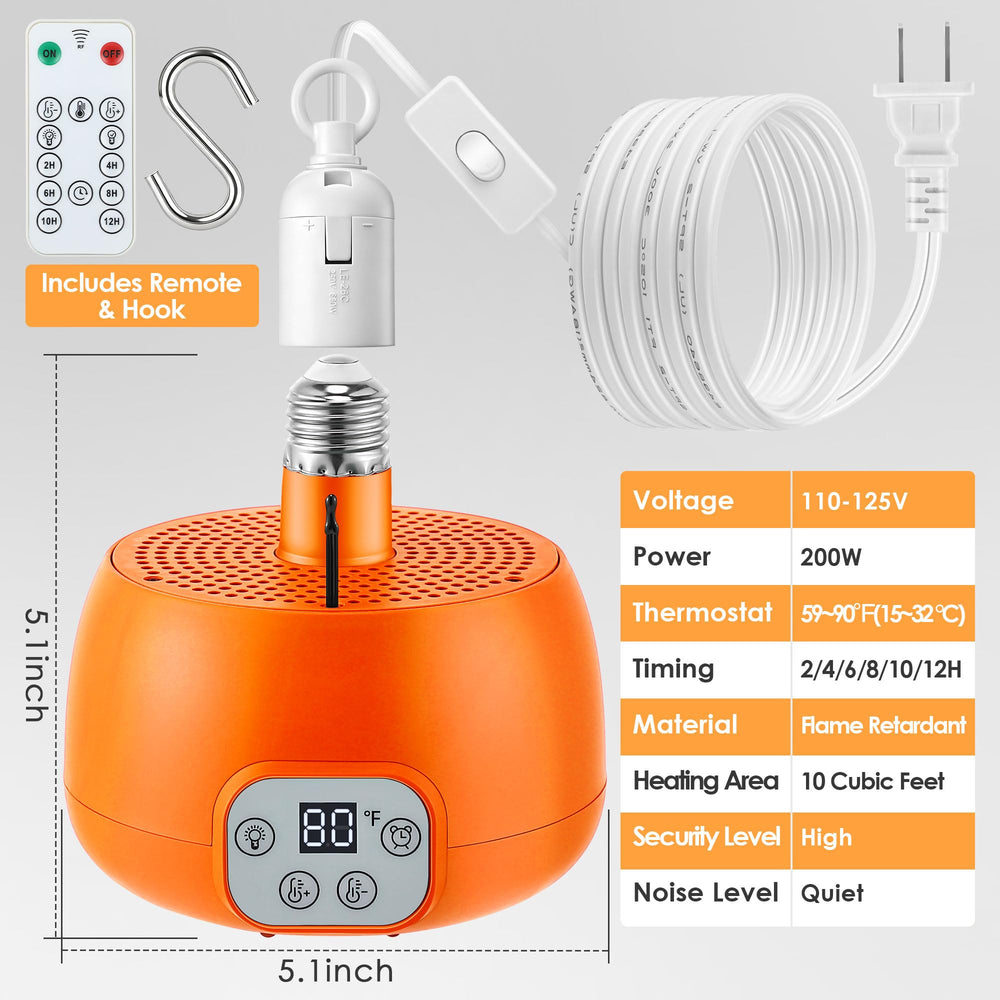 Enhon chicken coop heater safety features including flame retardant body and overheat protection.