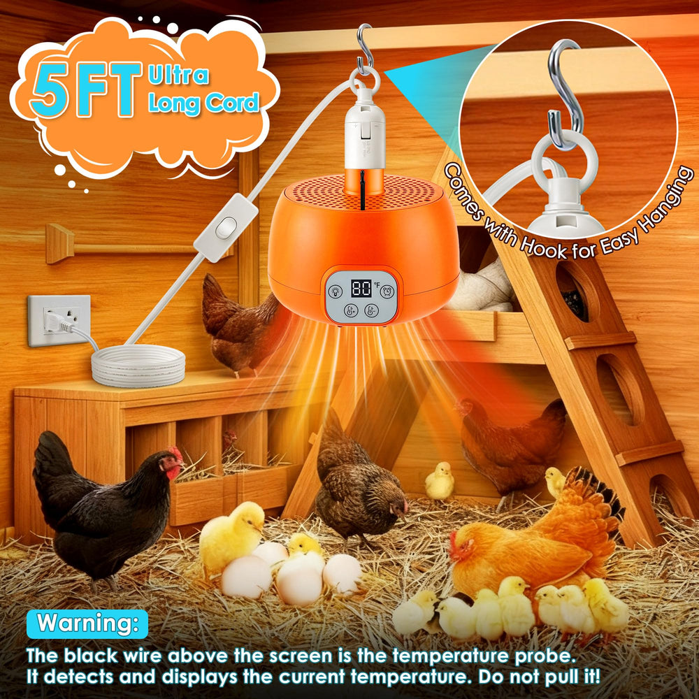 Enhon chicken coop heater with 5 ft cord for flexible placement.