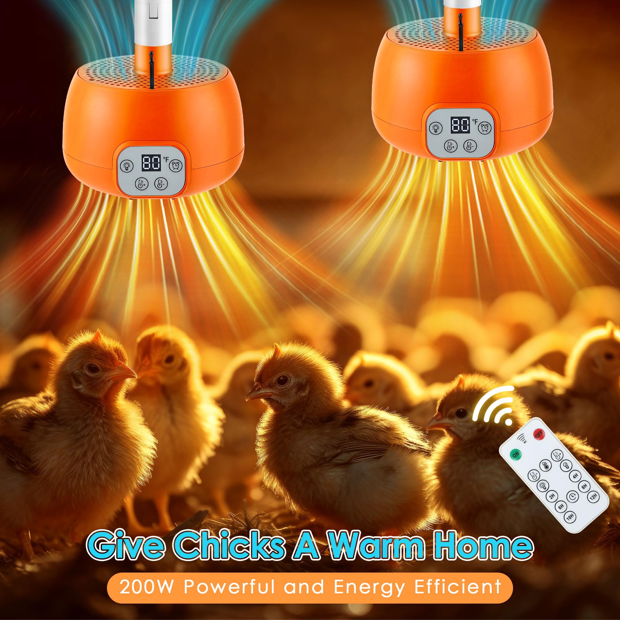 Enhon chicken coop heater digital display close-up for precise temperature control.