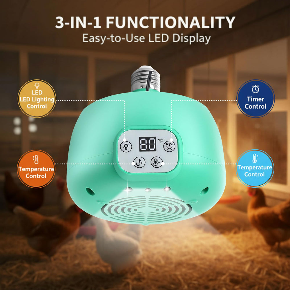 Enhon 2 Sets Chicken Coop Heater with LED Lighting | Adjustable Temper ...