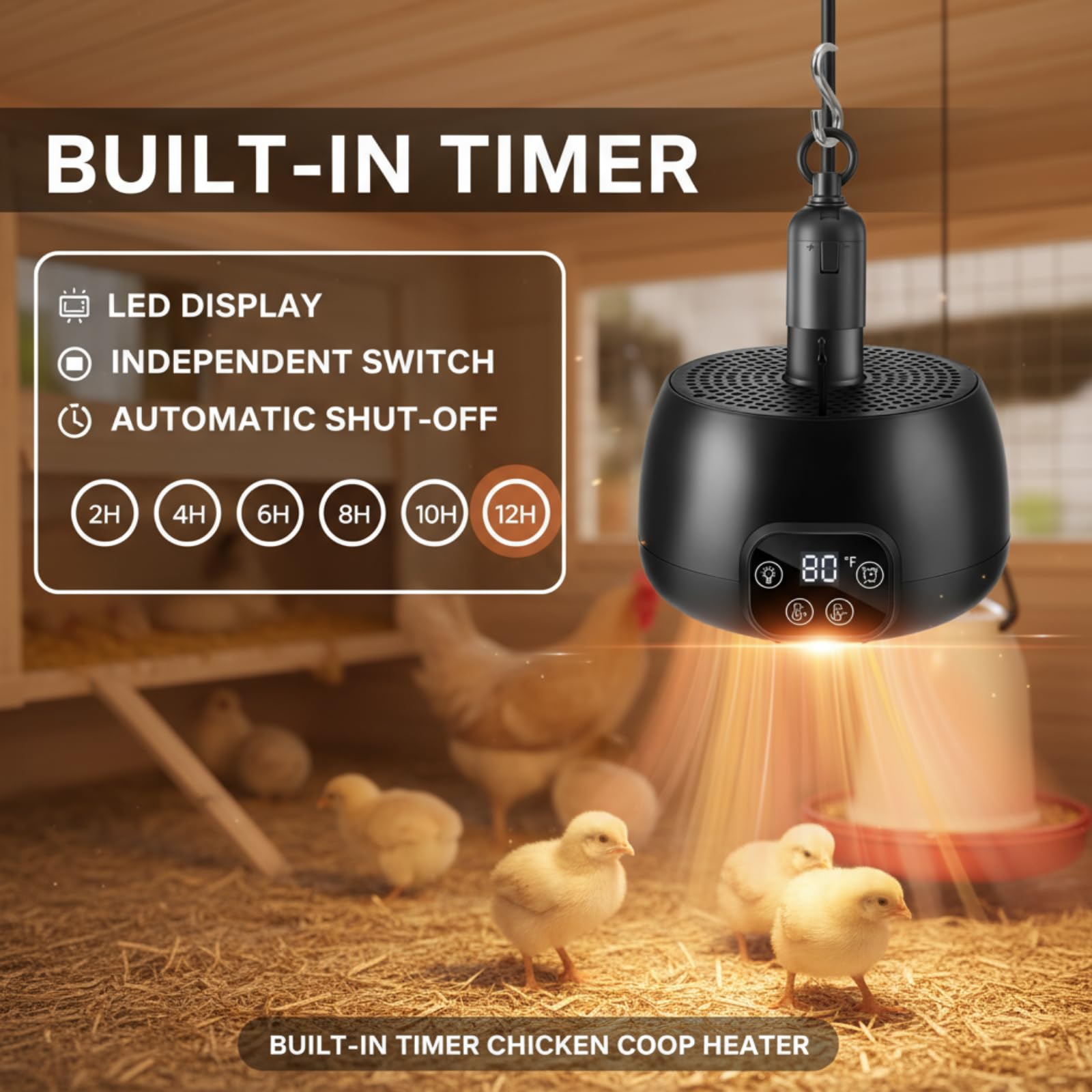 Enhon chicken coop heater removable filter allows easy cleaning and airflow
