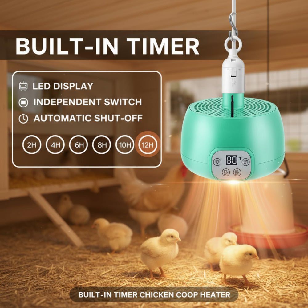 Enhon chicken coop heater safety features show flame-retardant design and overload protection