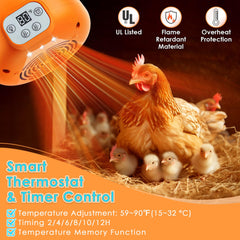 Enhon chicken coop heater side view emphasizes slim profile and safe insulation.