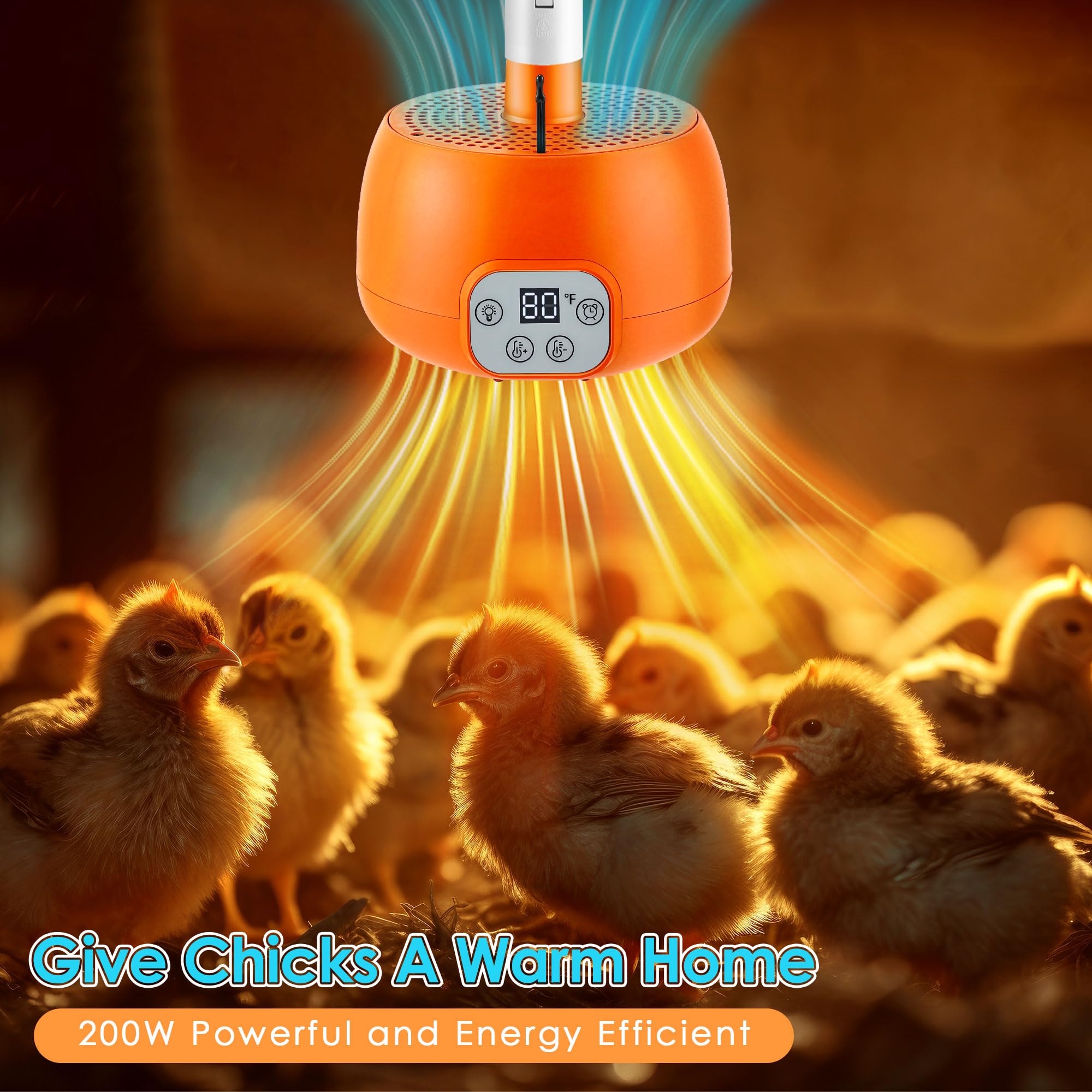 Enhon Chicken Coop Heater thermostat panel enables precise temperature management for chicks.