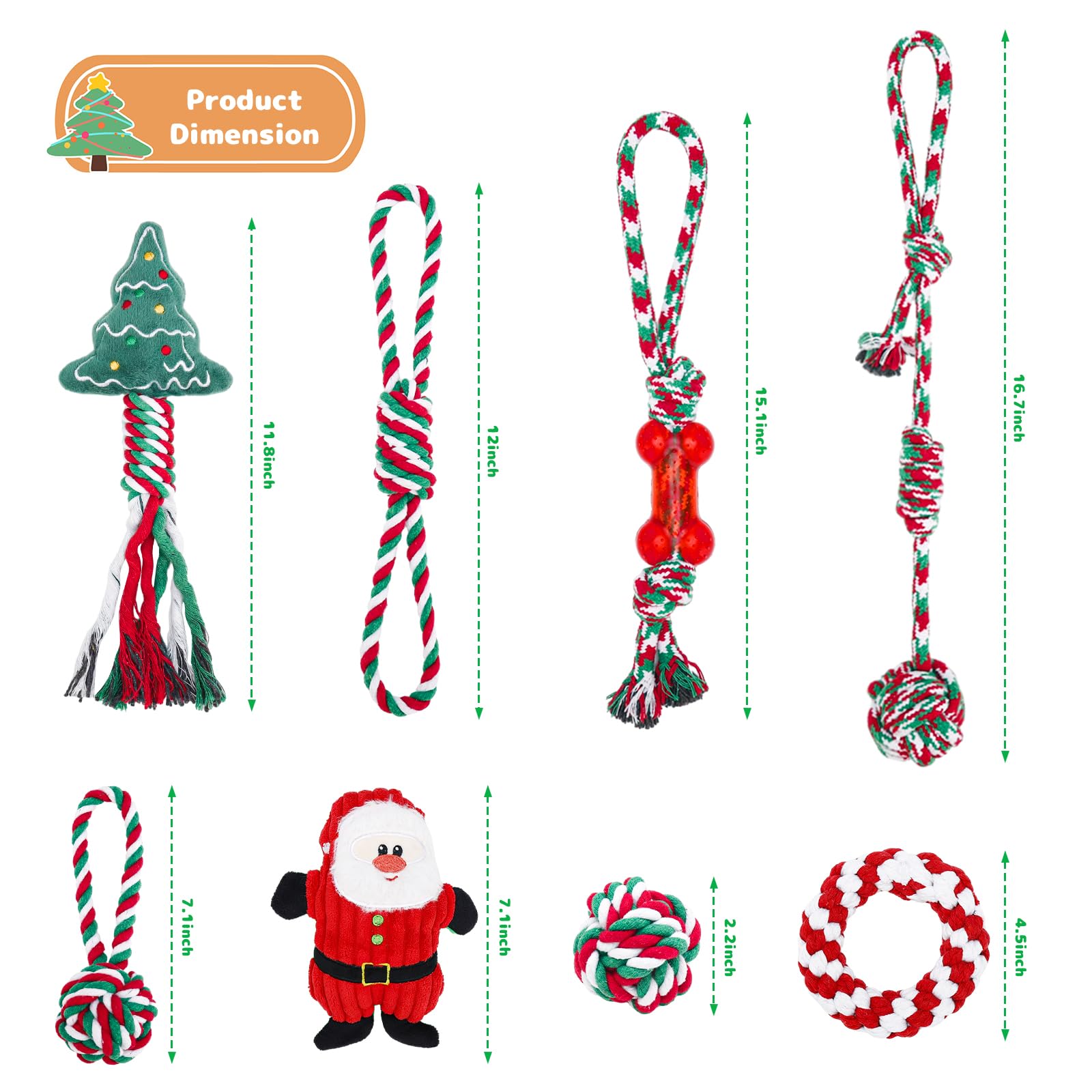 Enido red-green cotton rope toy emphasizing safe material and interactive games
