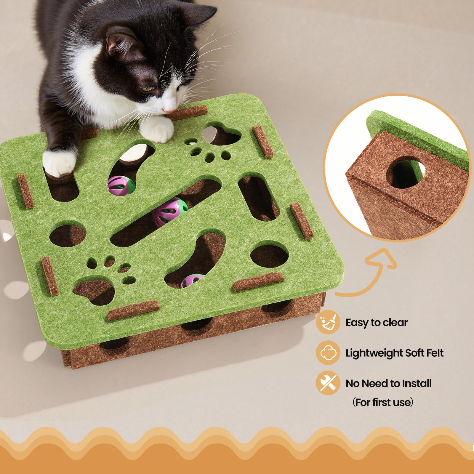 Enioem cat toy easy-clean detachable design enables quick tidy-up after play