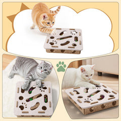 Enioem interactive cat toy puzzle box side view highlights sturdy felt construction for daily use.