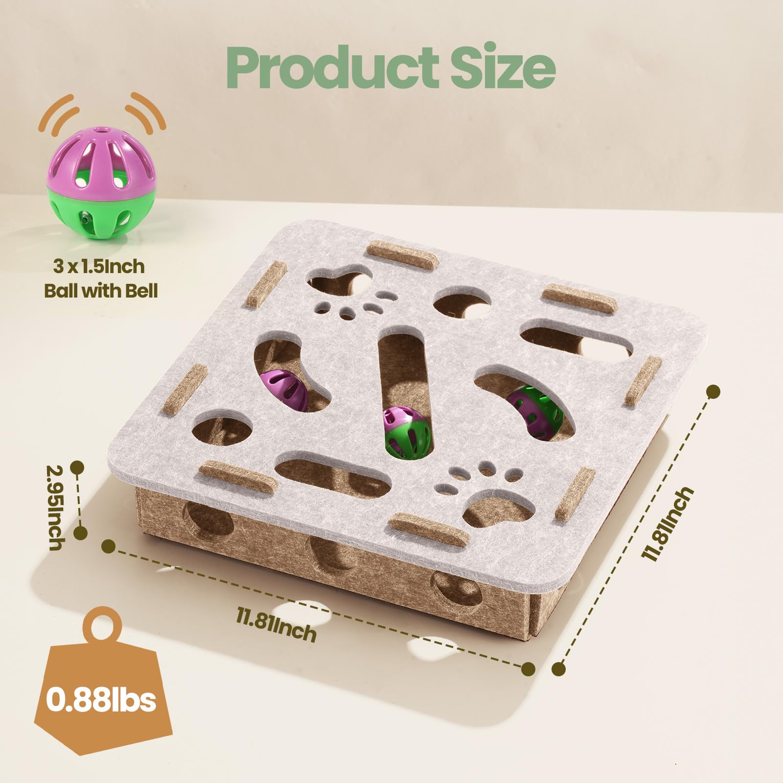 Enioem interactive cat toy puzzle box track layout emphasizes chase and hunt stimulation.