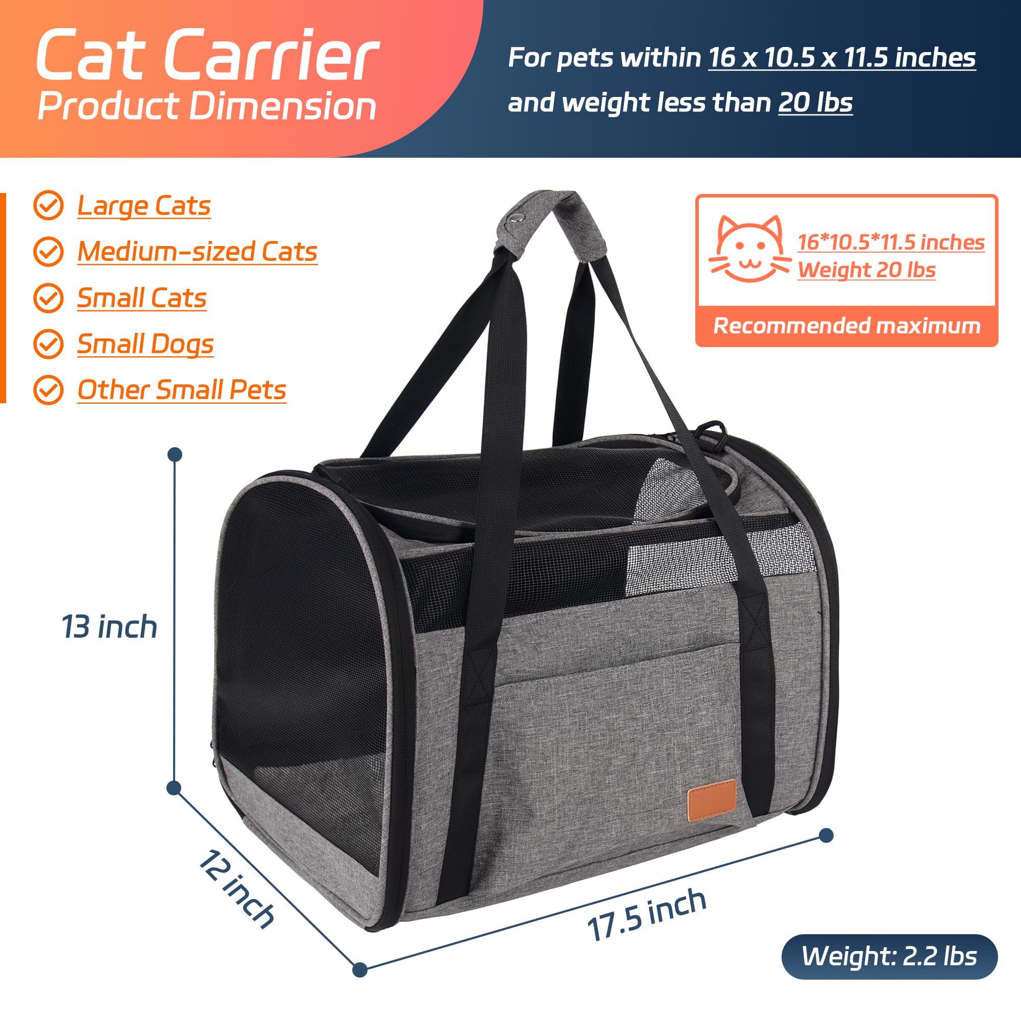 Eniosvar cat carrier showing airline-approved design and secure loop handles for balanced carrying