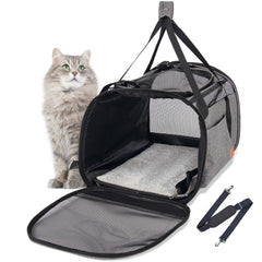 Eniosvar cat carrier with soft-sided mesh for breathable comfort during travel