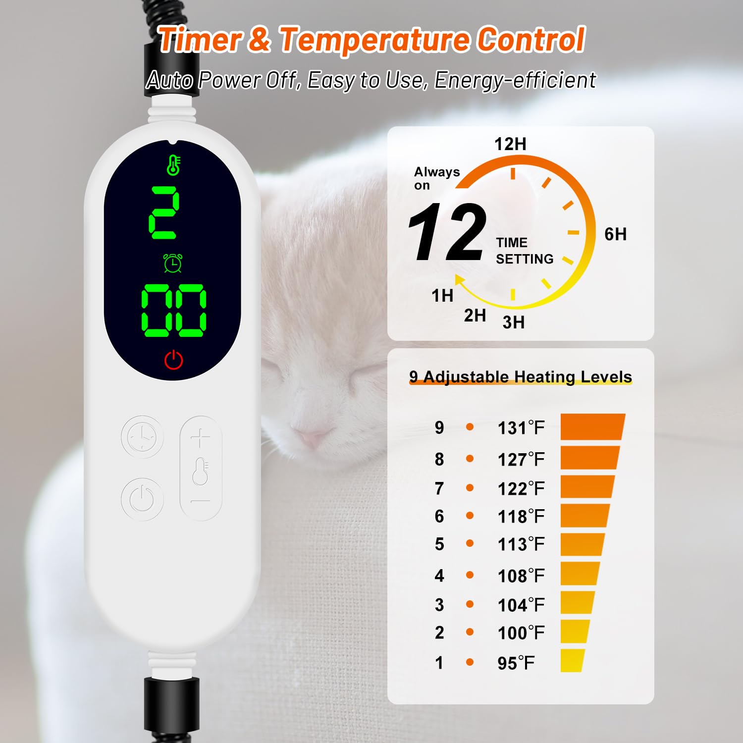 ENJOY PET heating pad includes chew-resistant cord for pet-safe setup.