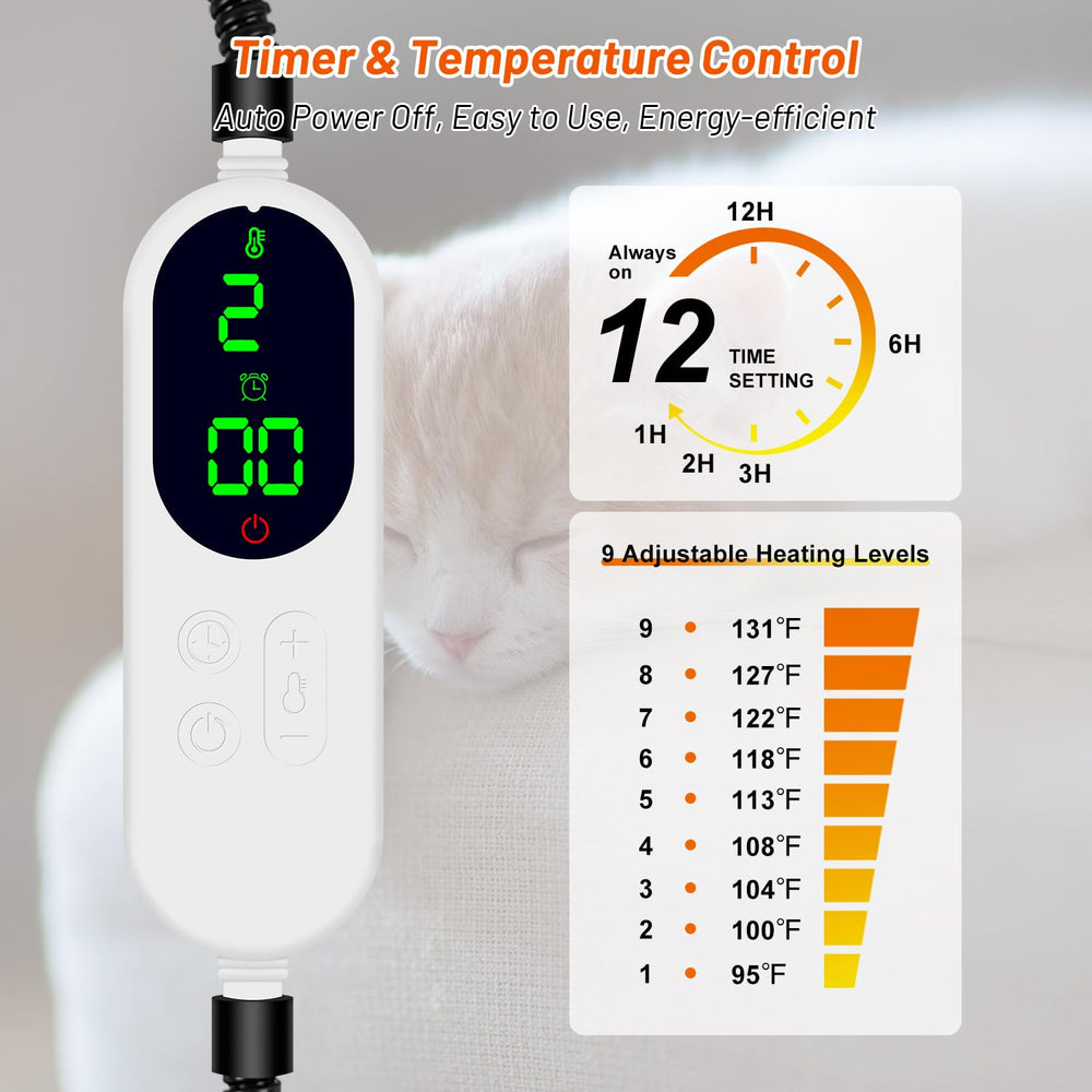 ENJOY PET heating pad includes chew-resistant cord for pet-safe setup.