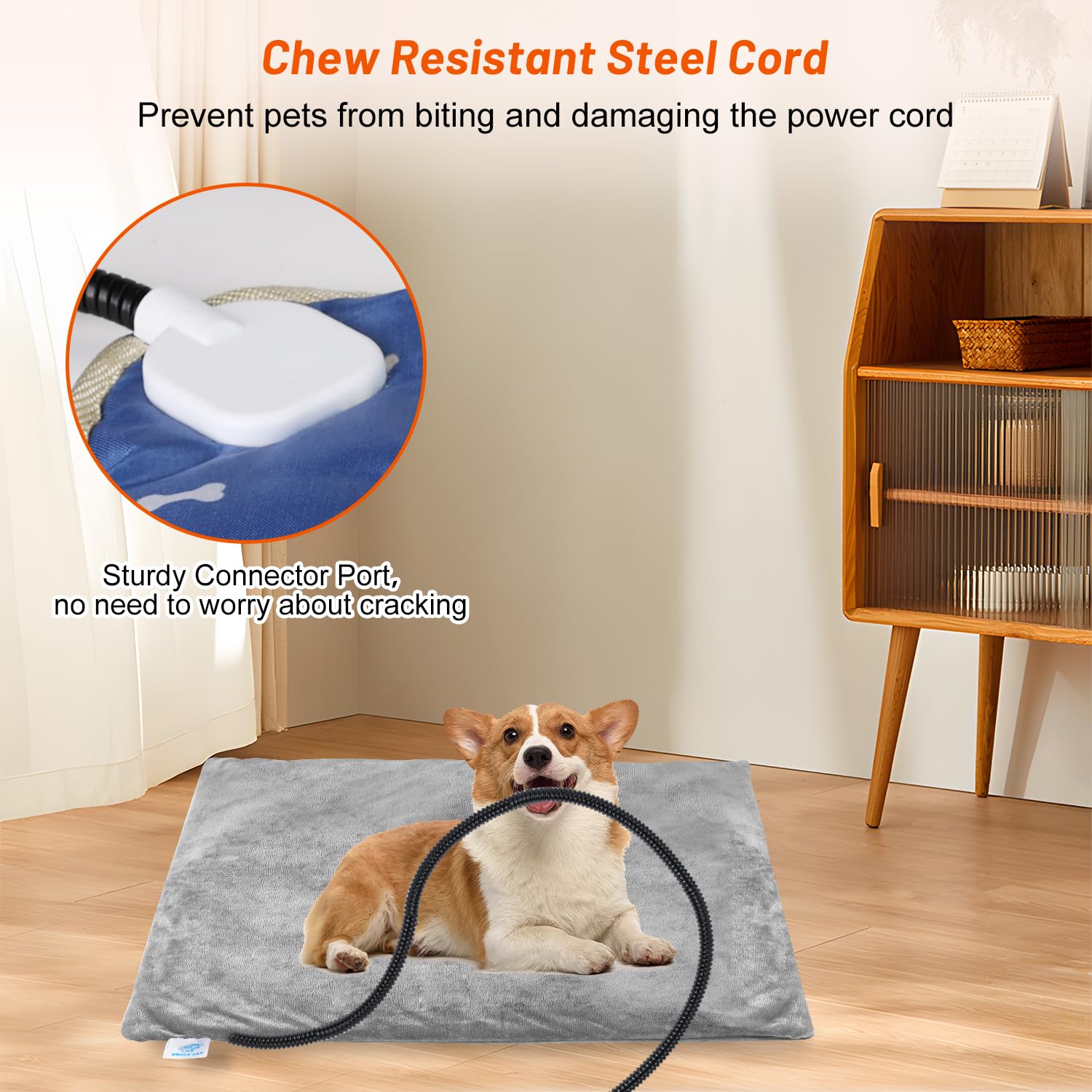 ENJOY PET heating pad dog-relaxing on plush surface.