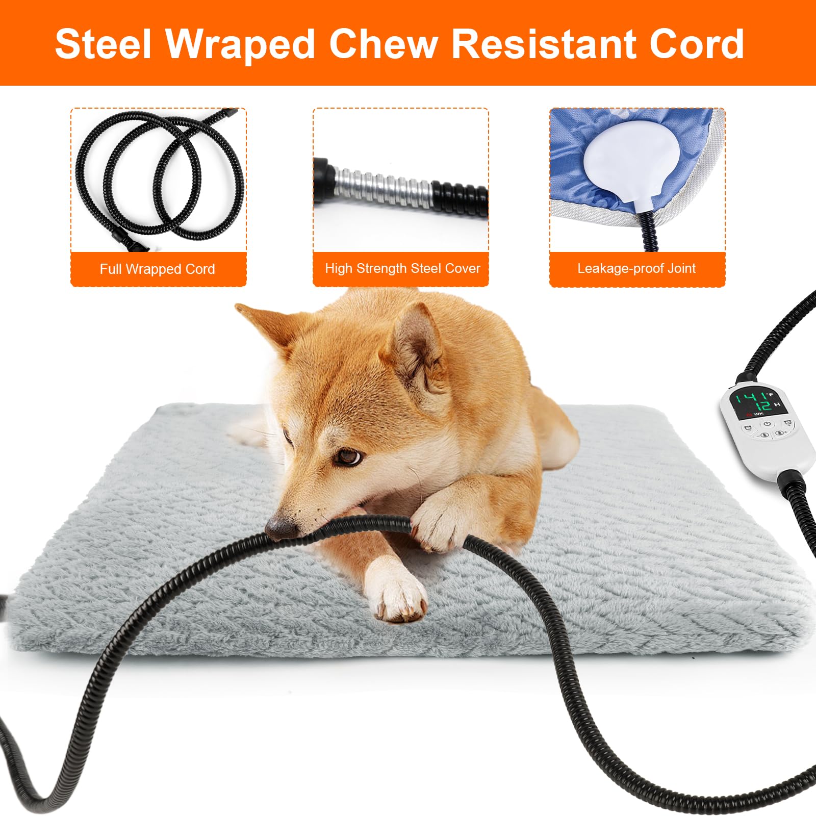 Enjoy Pet heating pad temperature display for precise warmth control.