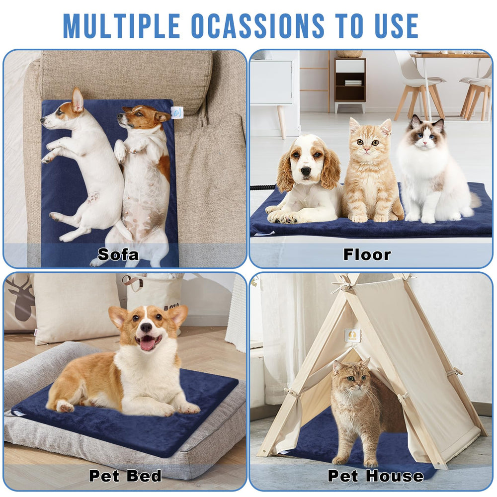 ENJOY PET Pet Heating Pad dual-ended cord supports indoor-outdoor flexibility.