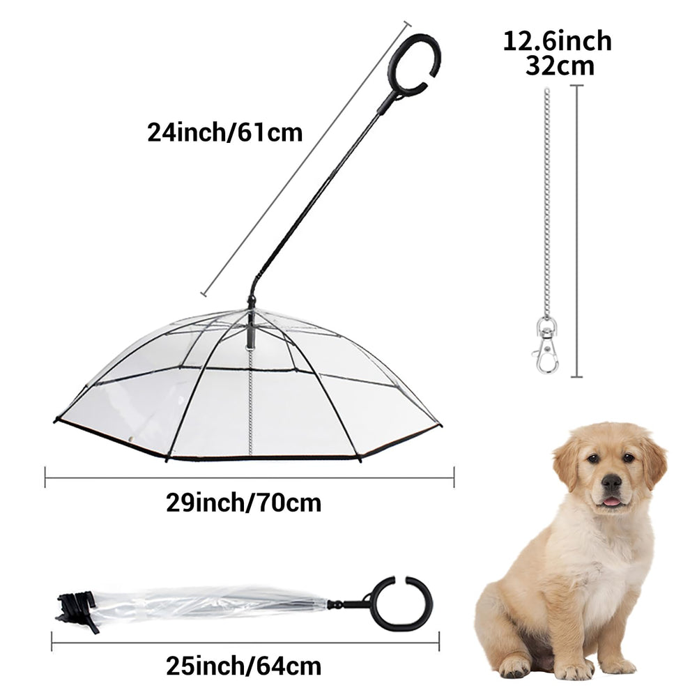 Enjoying-adjustable-shaft-angle-umbrella adapts coverage height for you and your small dog.