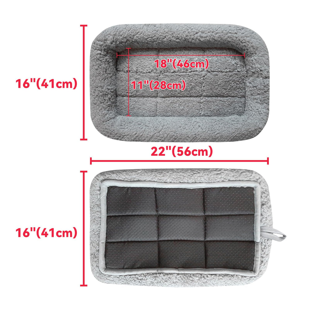 Enjoying Cat Mat Bed 16x22 dimension shown for curling sleep in crate