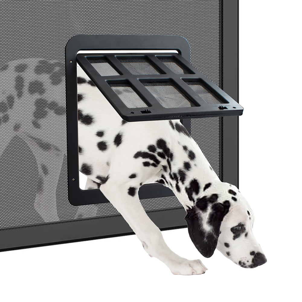 Enjoying dog door screen open 11.2 by 14.4 enables effortless pet access.