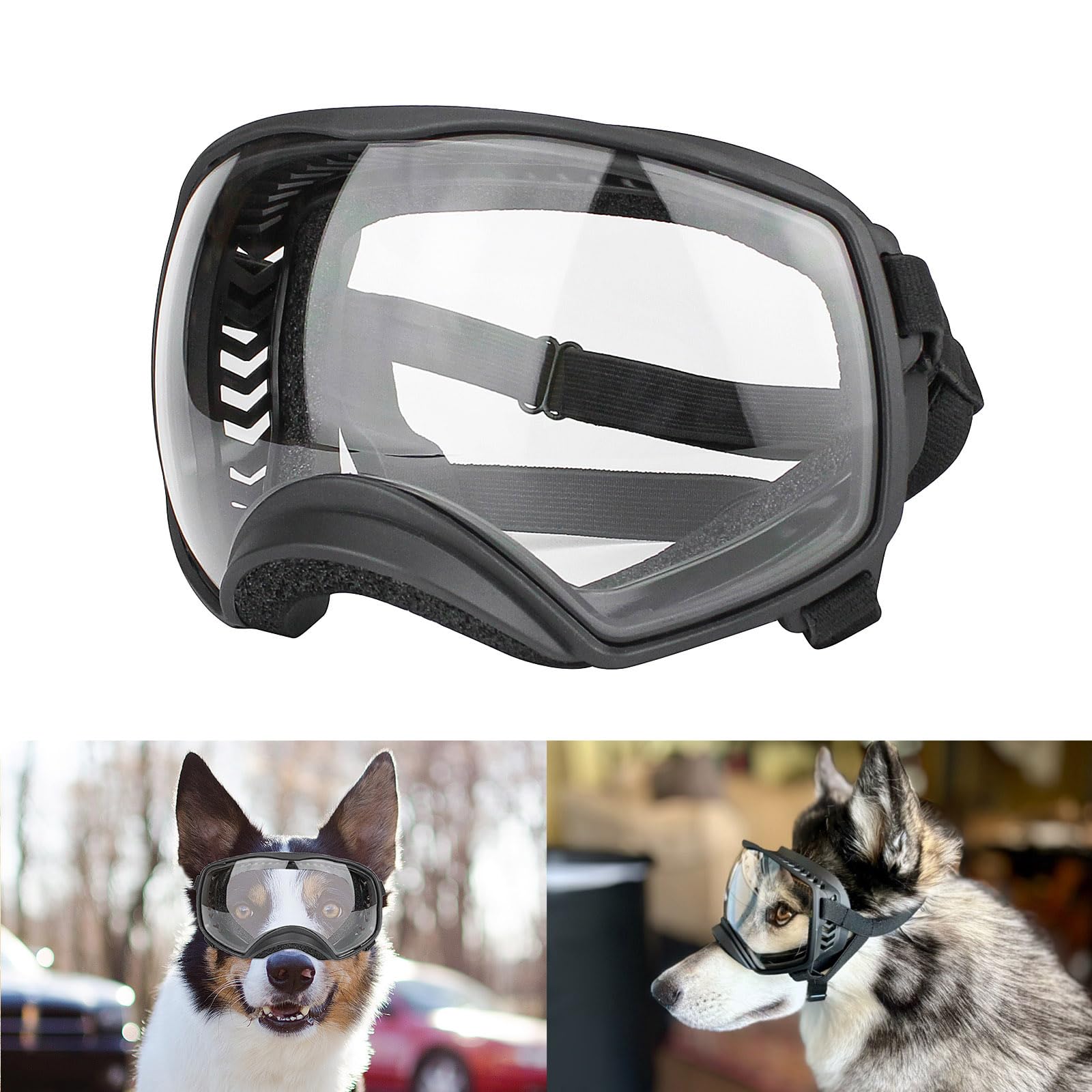 Enjoying Clear Dog Goggles with a soft TPU frame offer durable comfort on outdoor adventures.