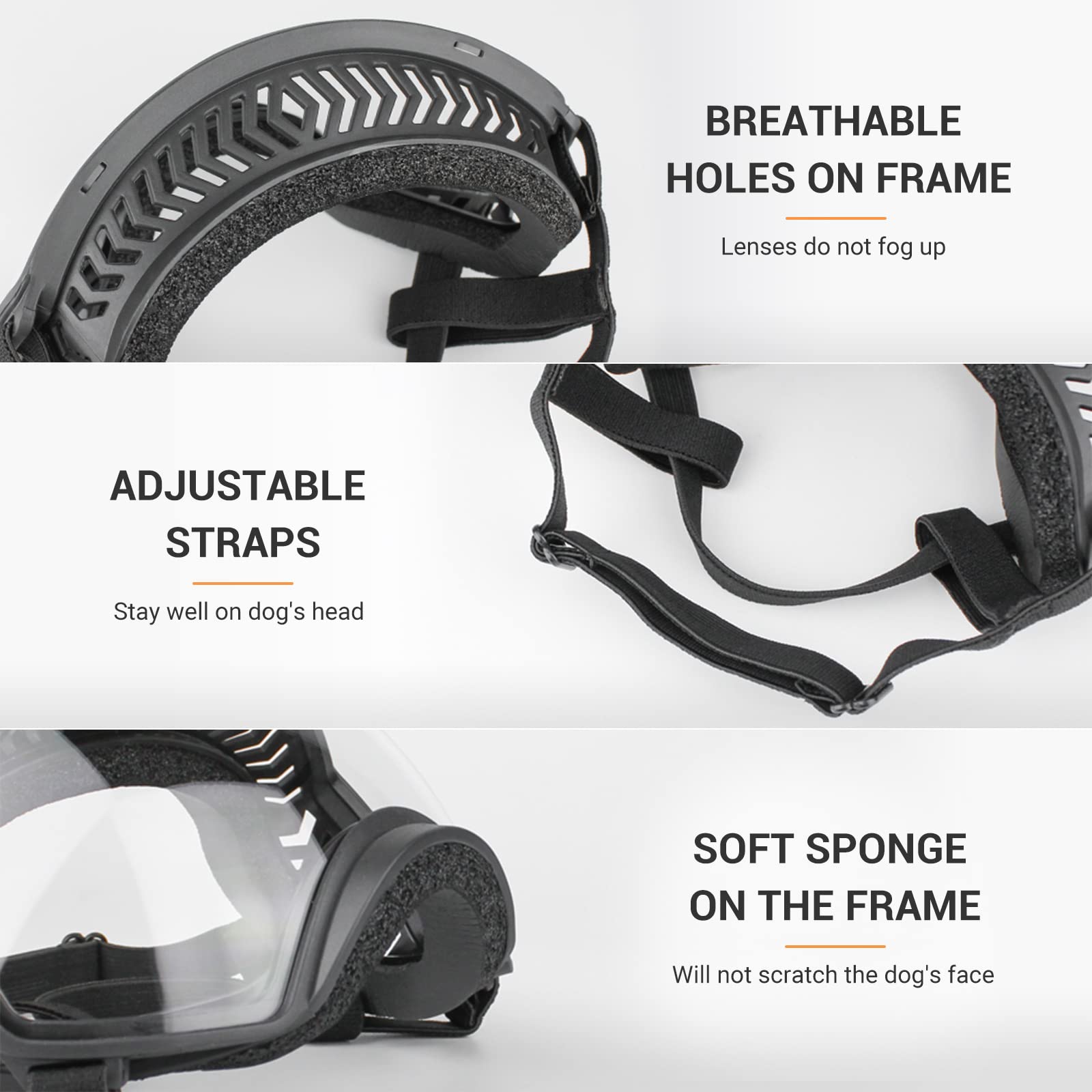 Enjoying Clear Dog Goggles provide UV and wind protection for snow days and dusty trails.