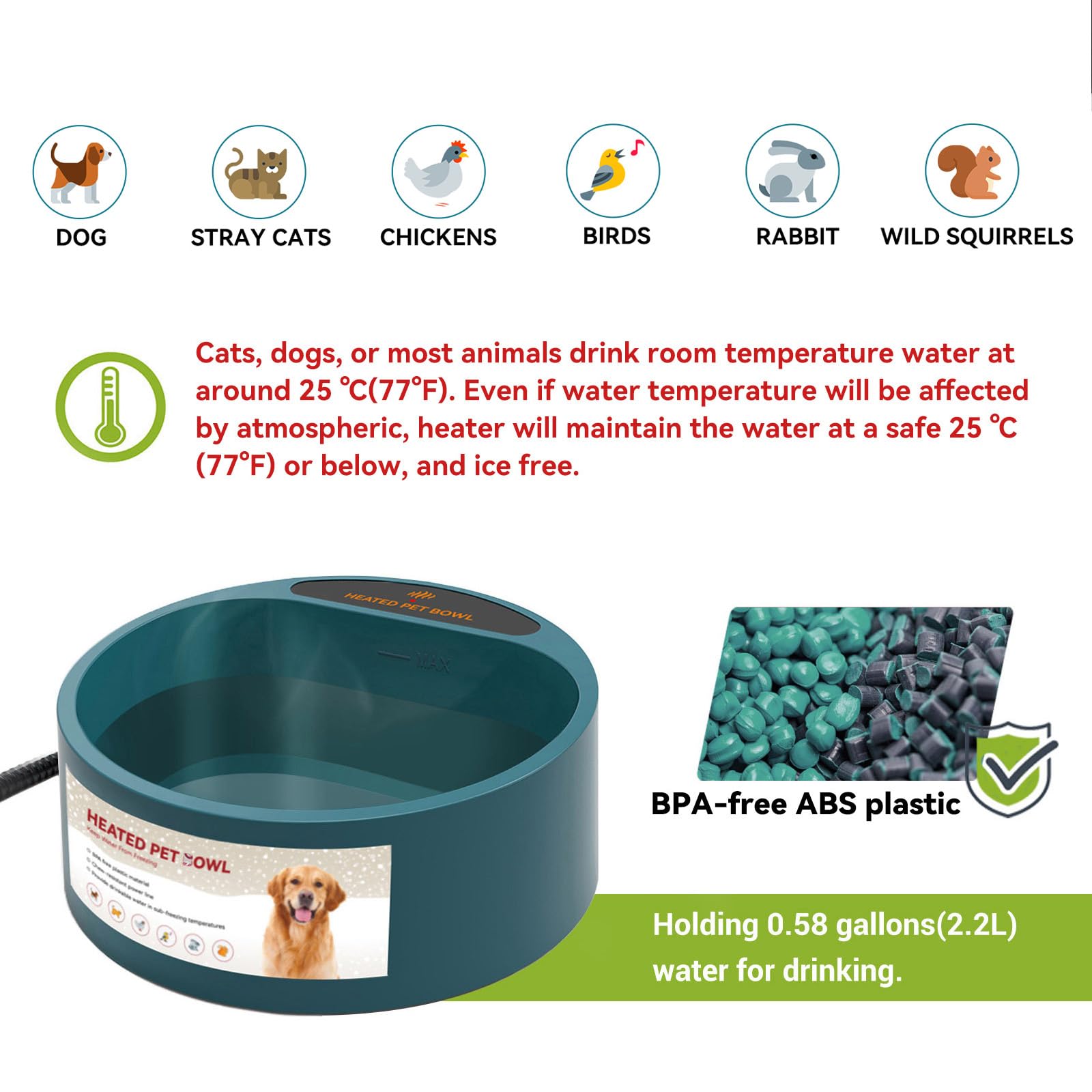 Enjoying heated pet bowl with extension cord option for flexible setup