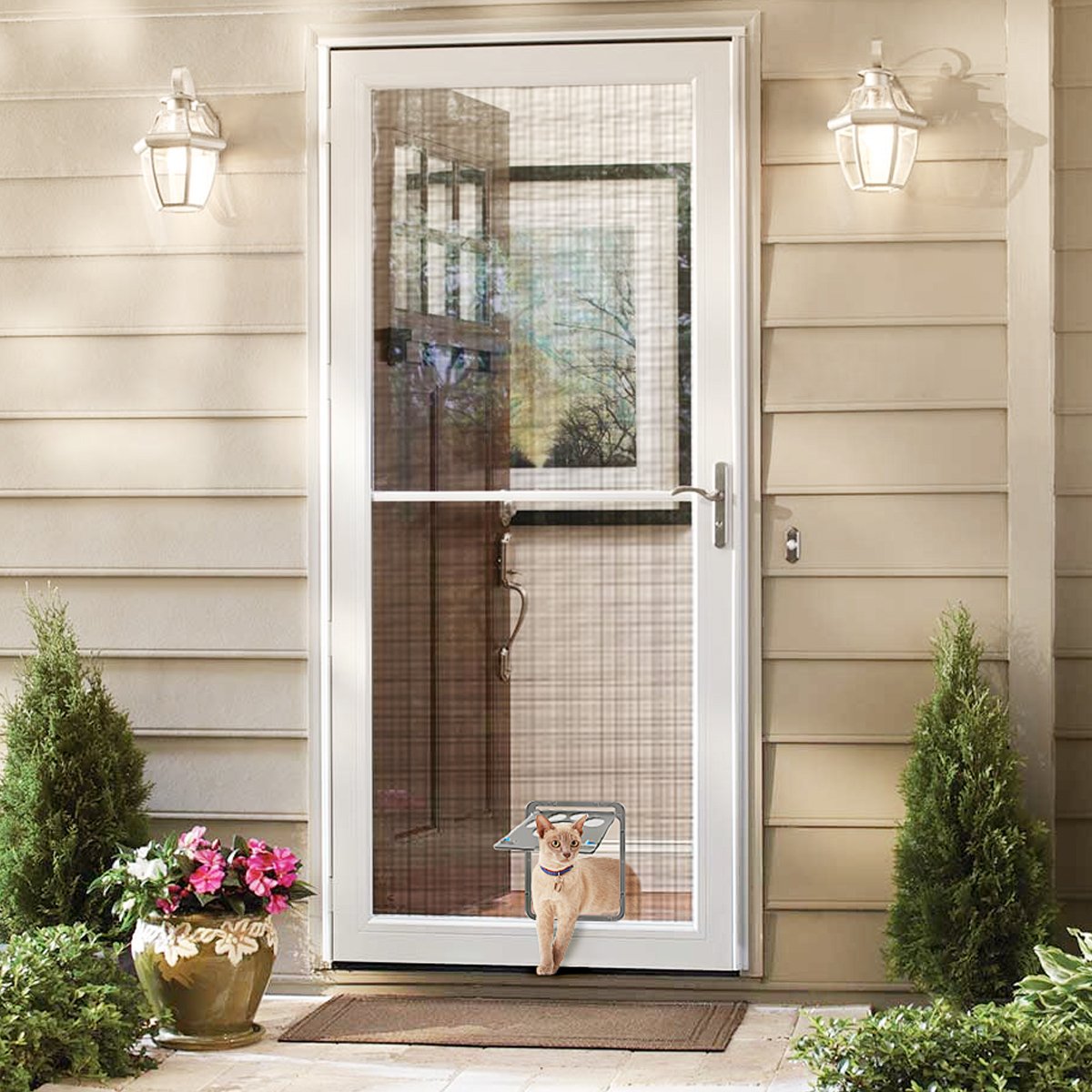 Enjoying Pet Door outer-frame installation shows simple mounting on screens or thin doors.