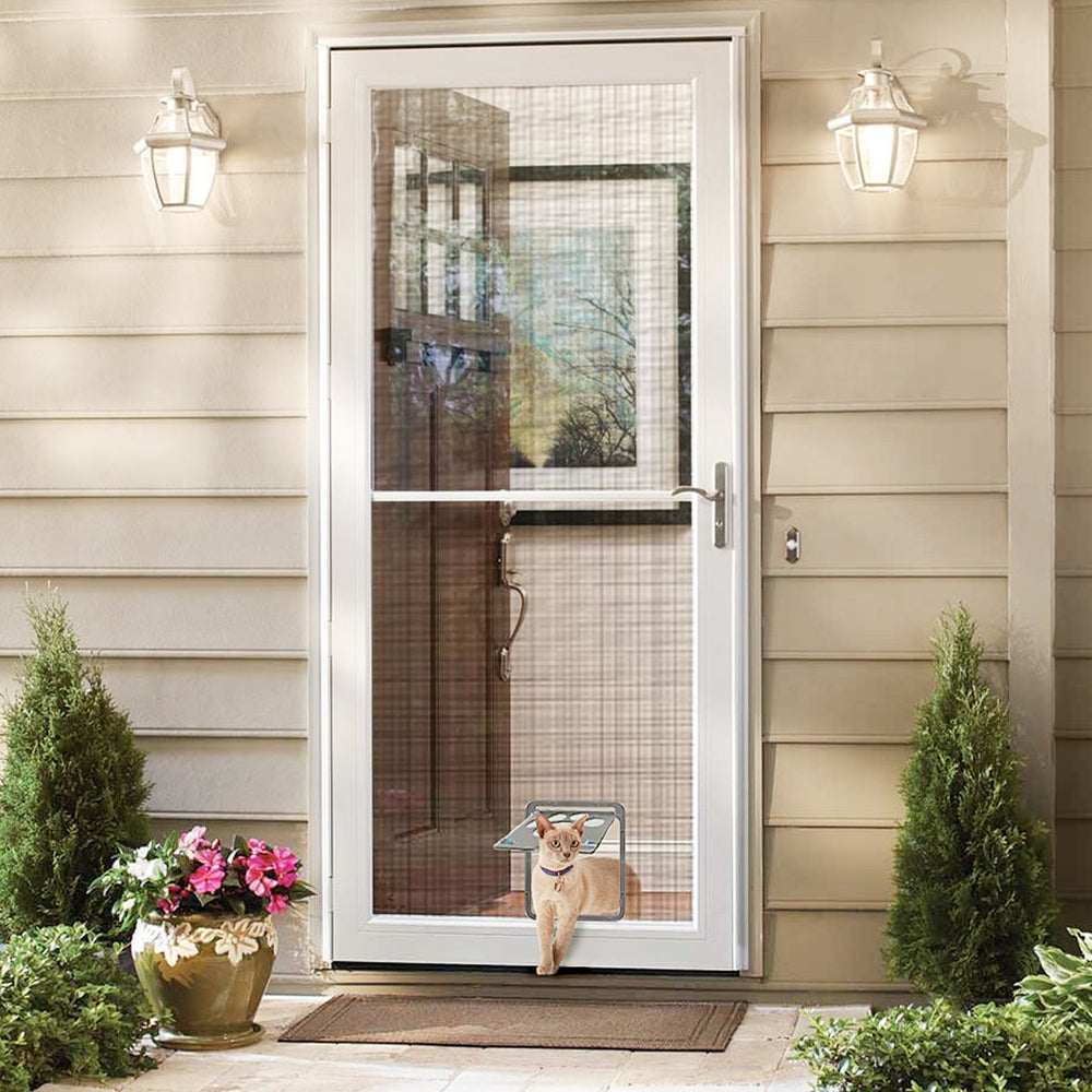 Enjoying Pet Door outer-frame installation shows simple mounting on screens or thin doors.
