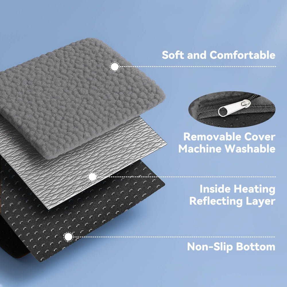 Enjoying Self Warming Cat Mat Bed soft plush fabric highlights luxurious texture.