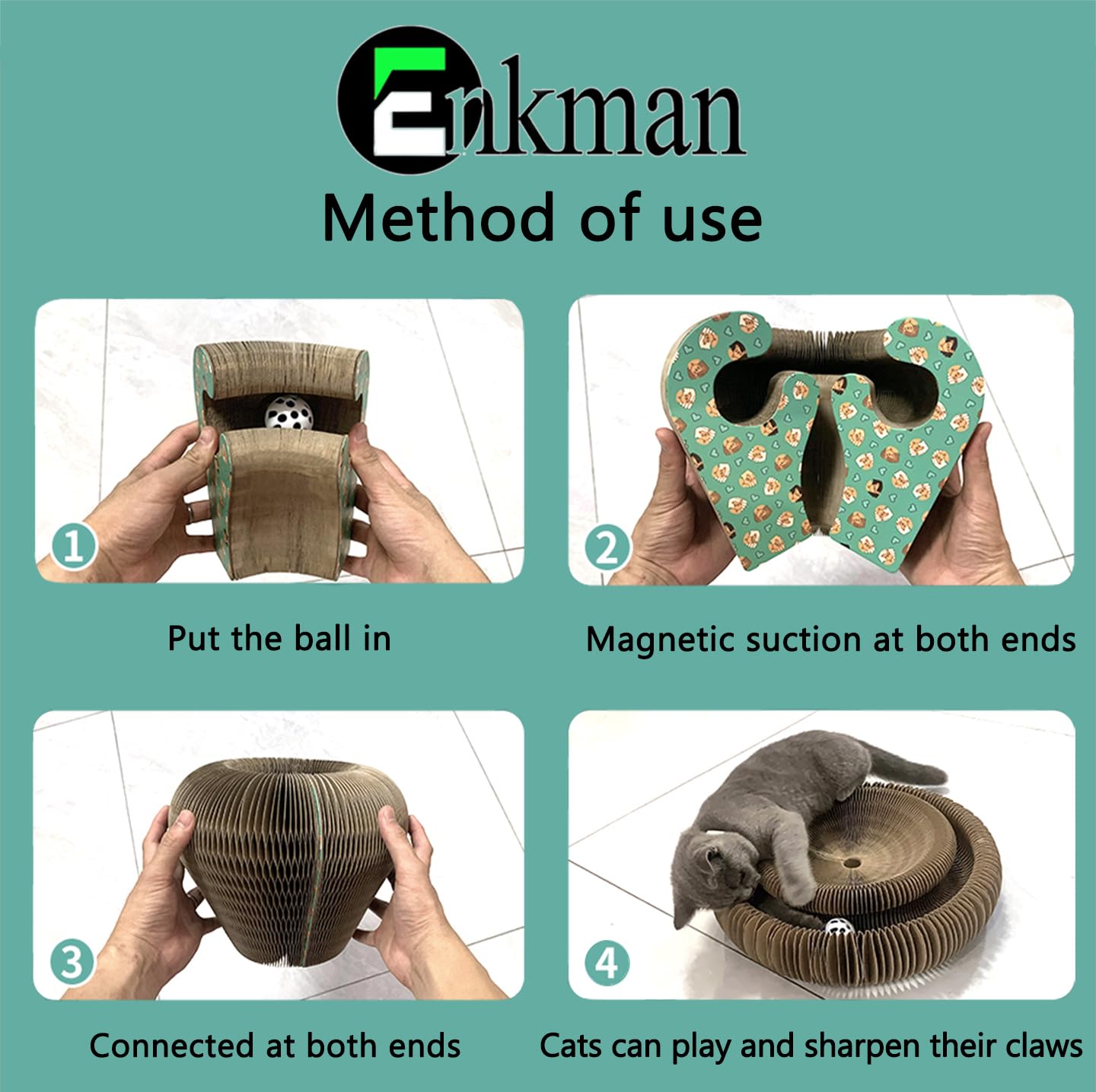 Enkman Kitty Curls non-toxic materials ensure pet-friendly, safe play.