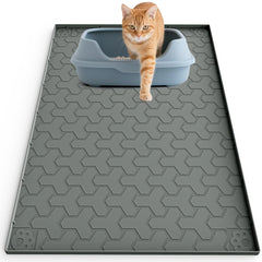 ENNHJD silicone cat litter mat full-view shows 34x22 size trapping litter effectively.