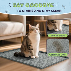 ENNHJD silicone cat litter mat edges closeup demonstrates 360-degree barrier and urine containment.