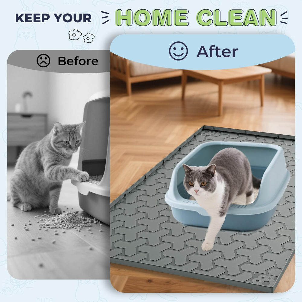 ENNHJD silicone cat litter mat folded-storage demonstrates compact storage when not in use.
