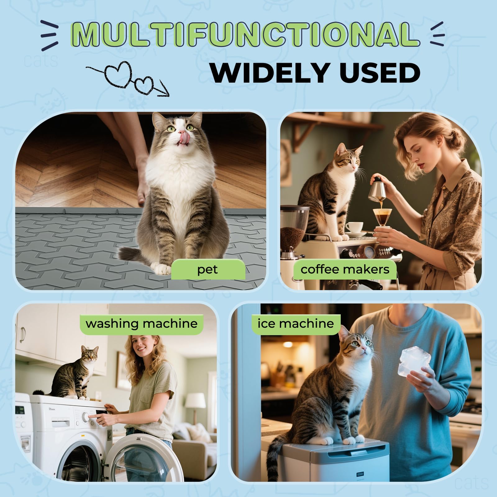 ENNHJD silicone cat litter mat liquid-trap view highlights leak-proof surface protecting floors.