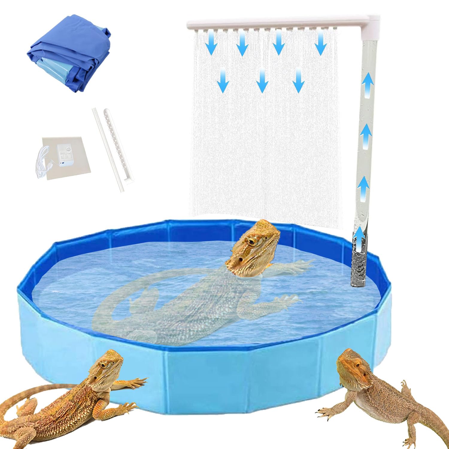 Enochainchin large bearded dragon pool provides a roomy soak space for reptile baths