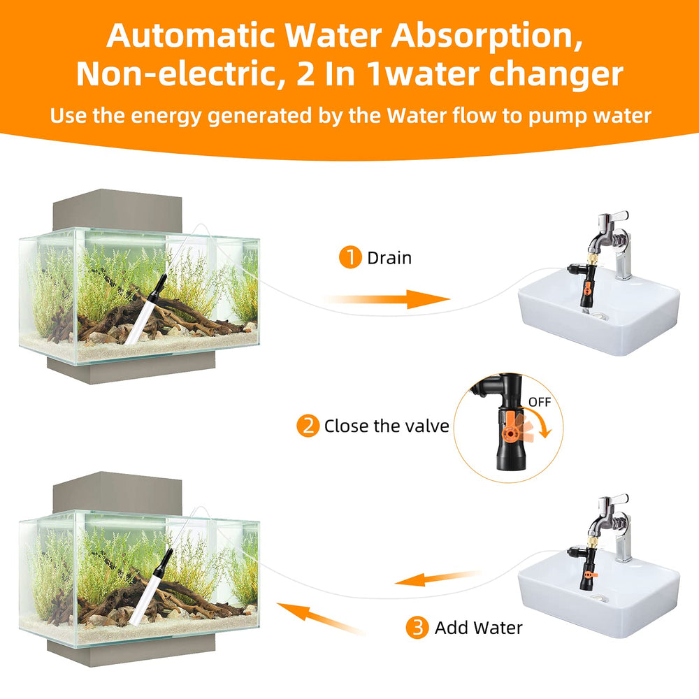 enomol water change valves showing quick, controlled water drain