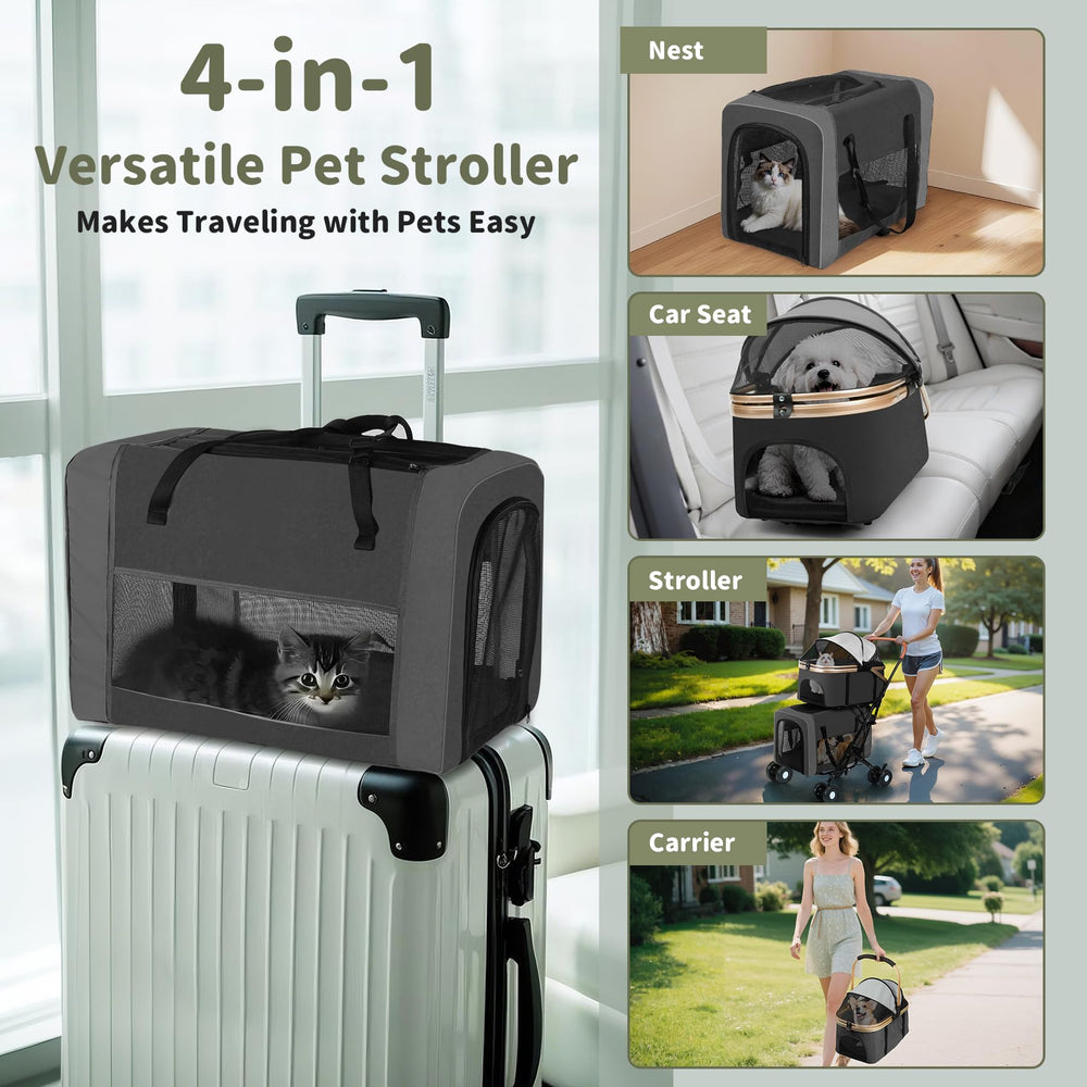 ENVTEK Double Pet Stroller 360-degree wheels for a smooth ride across surfaces.
