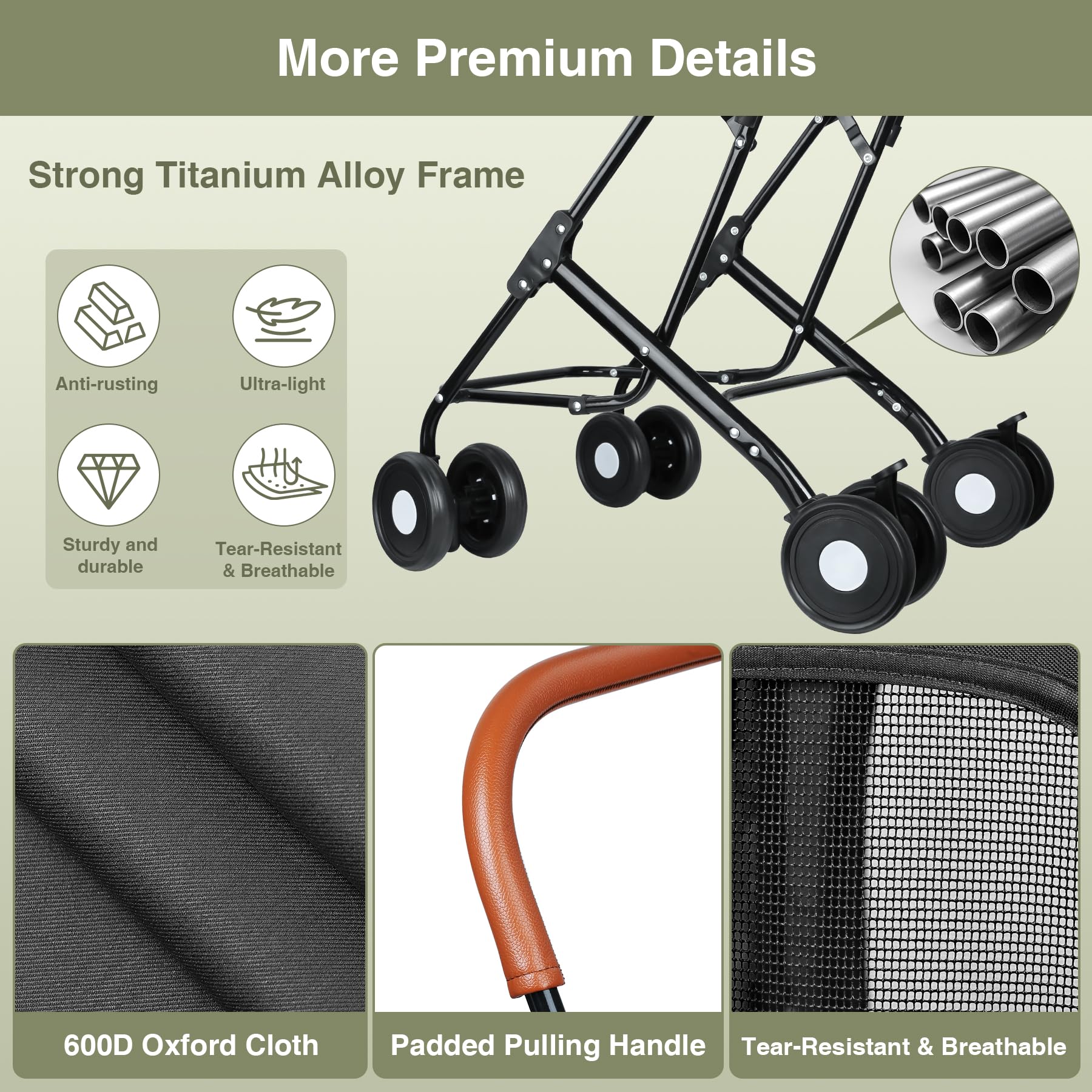 ENVTEK Double Pet Stroller foldable frame for compact storage and portability.