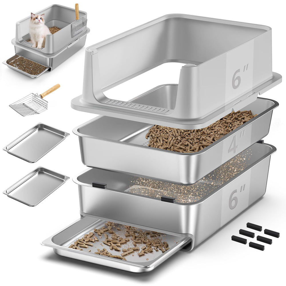 EODO dual-drawers litter box with pull-out drawer aids quick waste management.