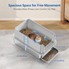 EODO stainless-steel sifting litter box highlights durable, odor-resistant design for long-lasting use.