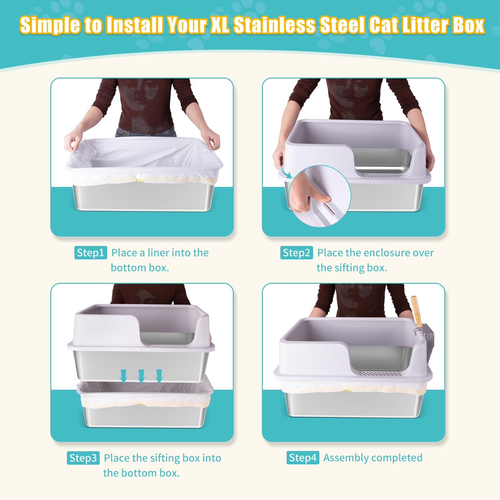 EODO XL included metal scooper and liners add ready-to-clean convenience