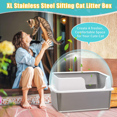 EODO XL side-angle highlights the high lid and reduced litter spill