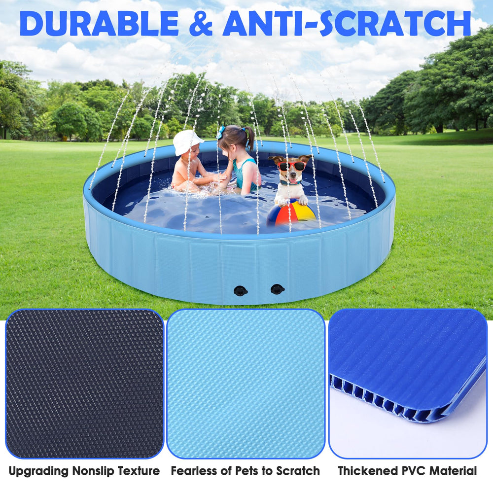 Eooqi foldable dog pool folded for compact storage and portability.
