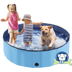 eooqi foldable dog pool assembled blue for outdoor cooling and easy drainage