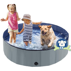 Eooqi foldable dog pool front view highlights sturdy material for outdoor baths