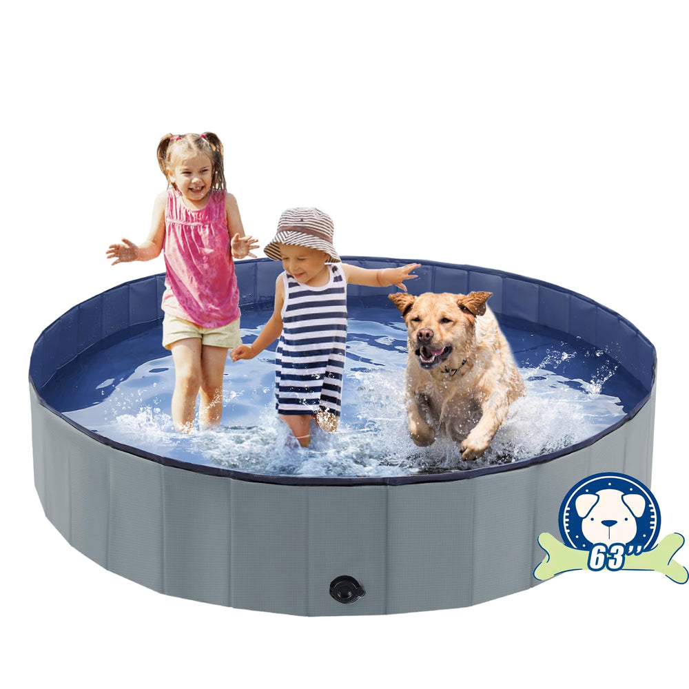 Eooqi foldable dog pool full view showing large 63-inch size for pets