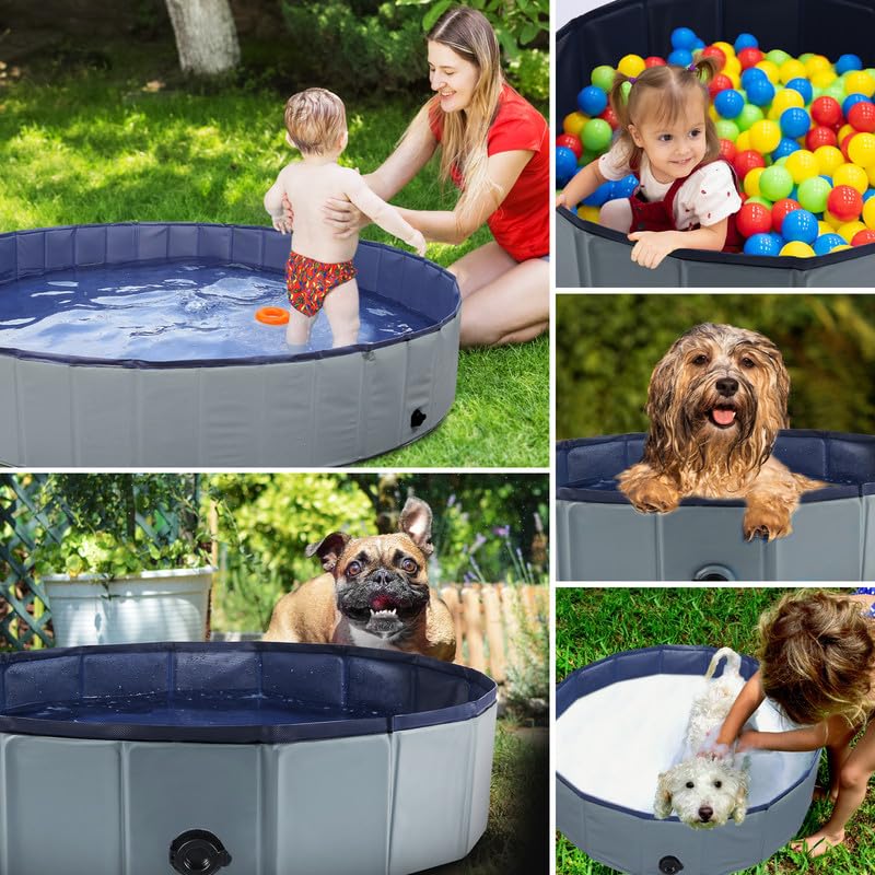 Eooqi gray pool being used as pet grooming tub.