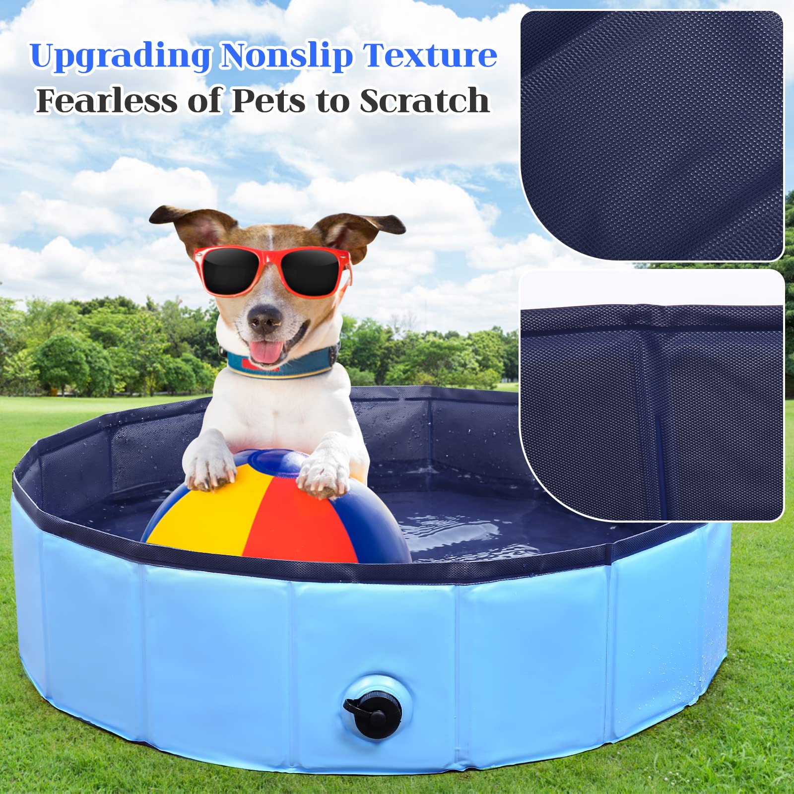 Eooqi foldable dog pool with non-slip bottom for safety.