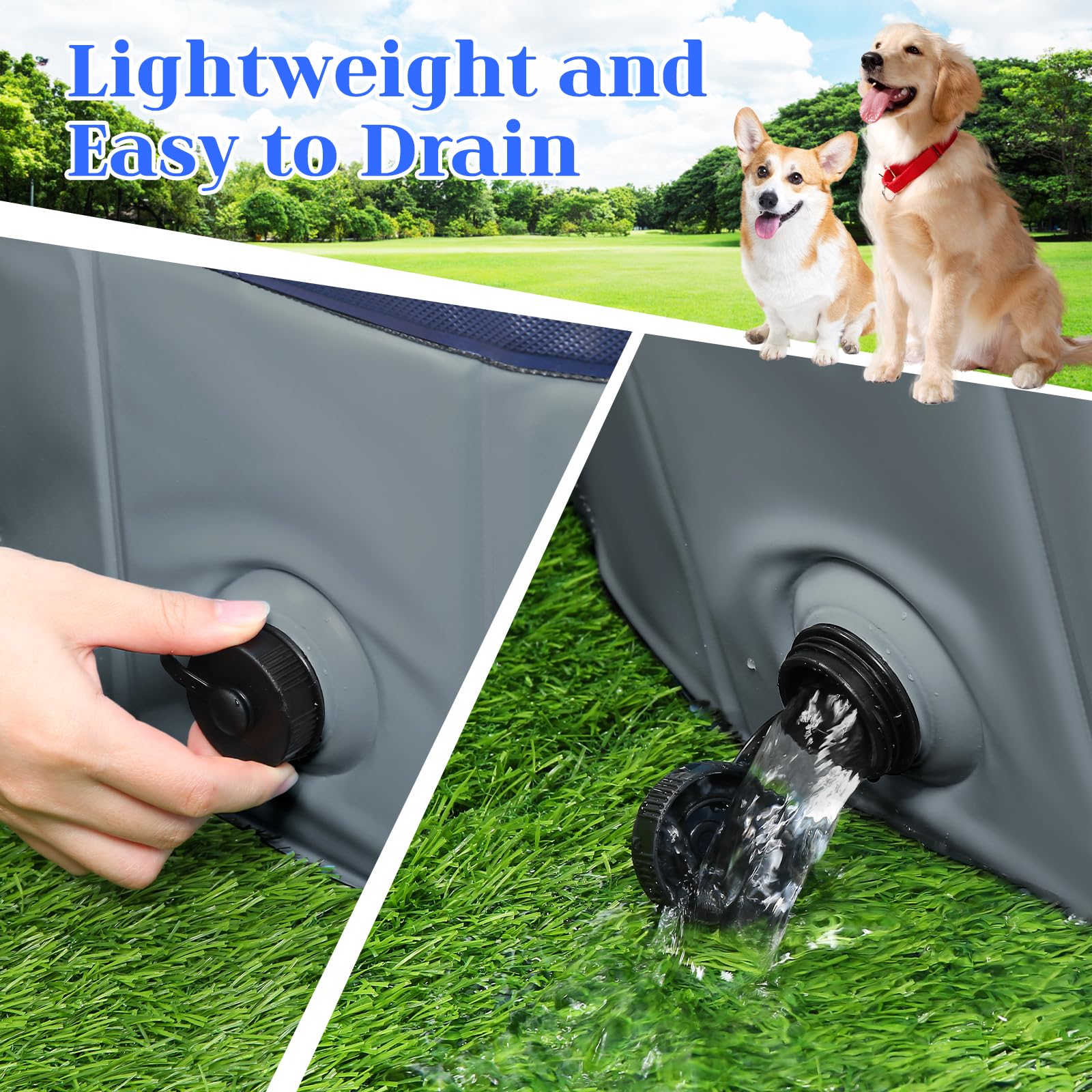Eooqi foldable dog pool outdoor use on lawn or beach