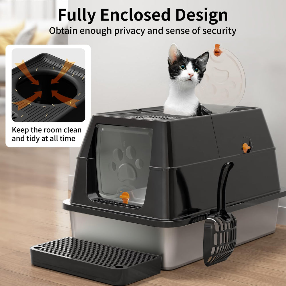 Eosarcu enclosed litter box provides privacy and odor containment.